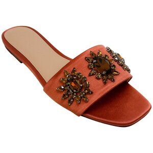 Veronica Beard Redwood Satin Maggie Slide Sandals